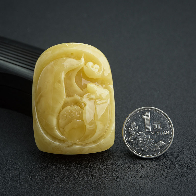 波罗的海蜜蜡莲花吊坠-红掌柜