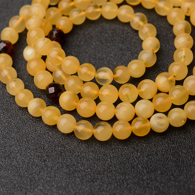 鸡油黄蜜蜡108佛珠-红掌柜