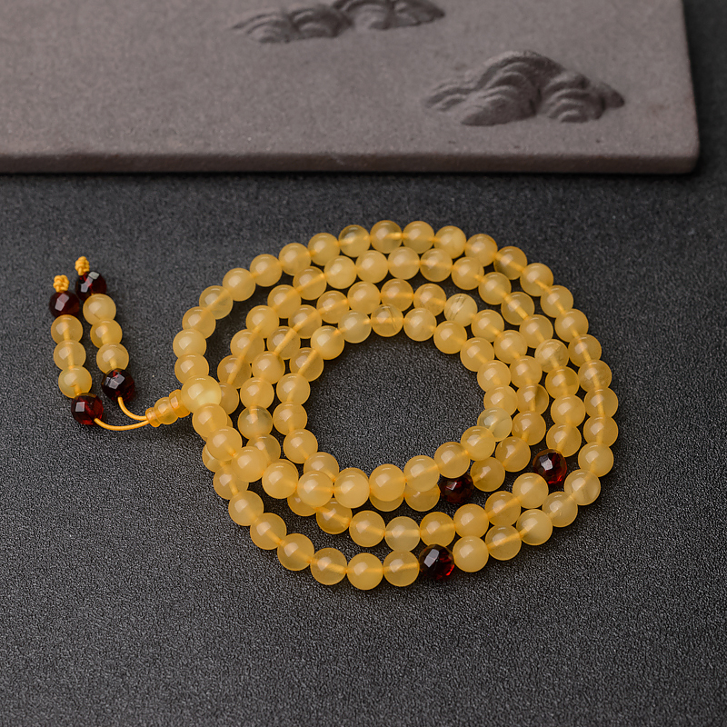 鸡油黄金绞蜜108佛珠-红掌柜