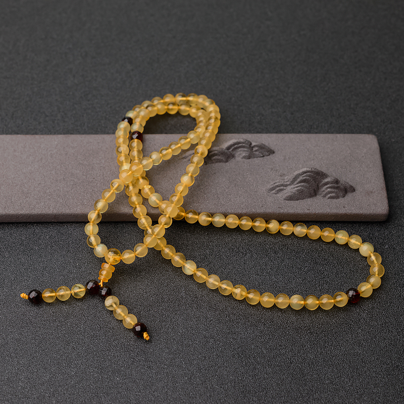 6.5mm鸡油黄蜜蜡108佛珠-红掌柜