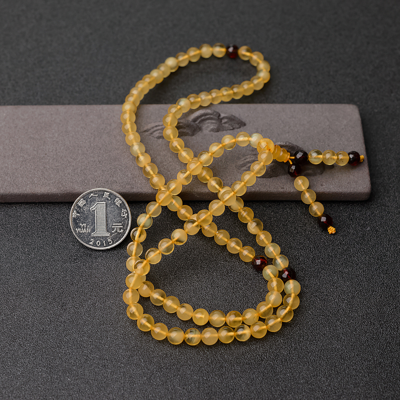 鸡油黄蜜蜡108佛珠-红掌柜