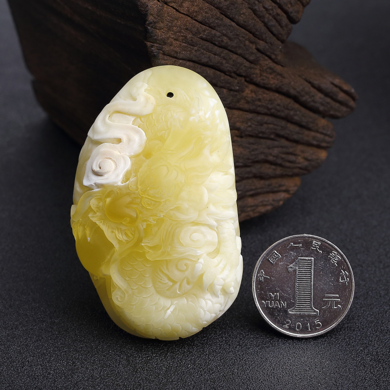 白花蜜蜡龙吊坠-红掌柜