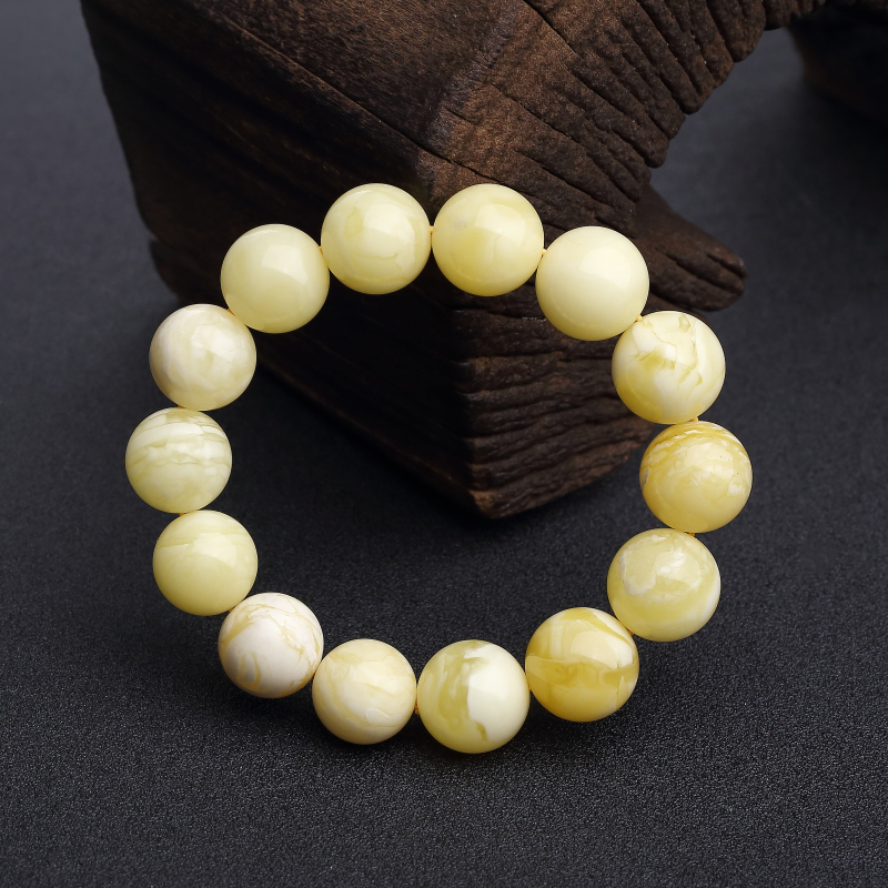 15mm白花蜜蜡单圈手串-红掌柜