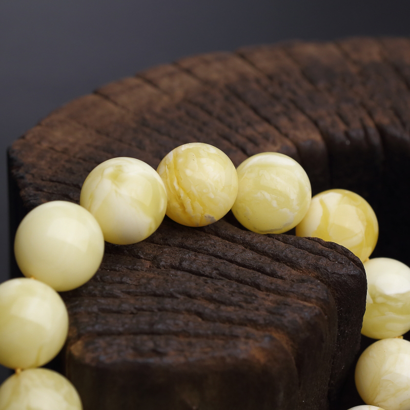 波罗的海白花蜜蜡单圈手串-红掌柜