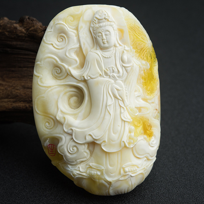 波罗的海天然白蜜蜜蜡吊坠-红掌柜