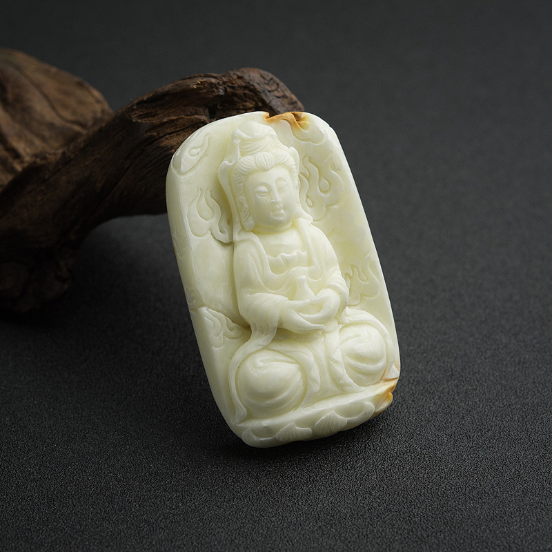 天然带皮白蜜观音吊坠-红掌柜