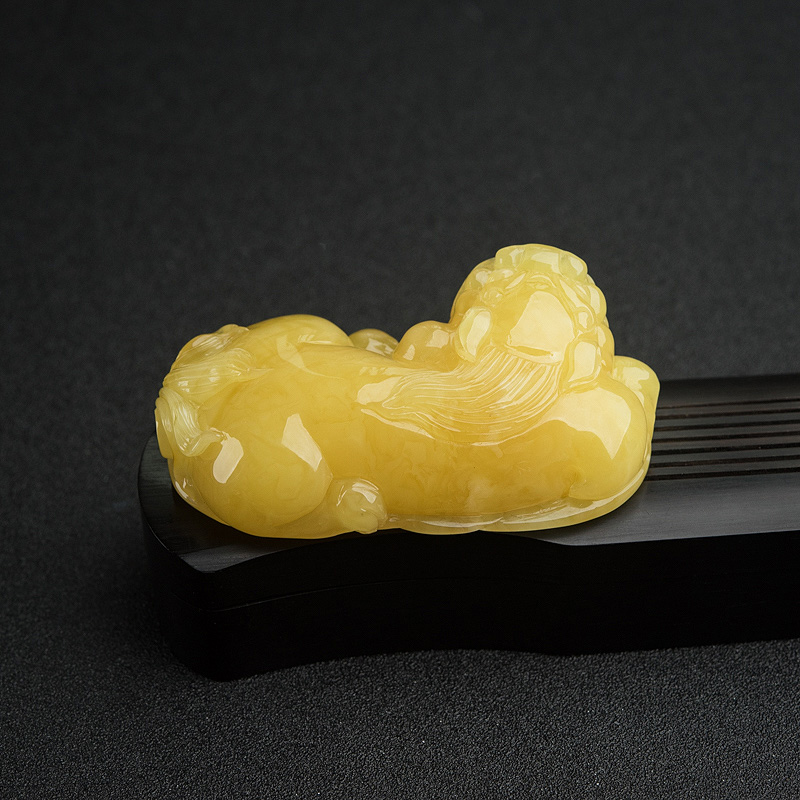 波罗的海鸡油黄蜜蜡貔貅吊坠-红掌柜