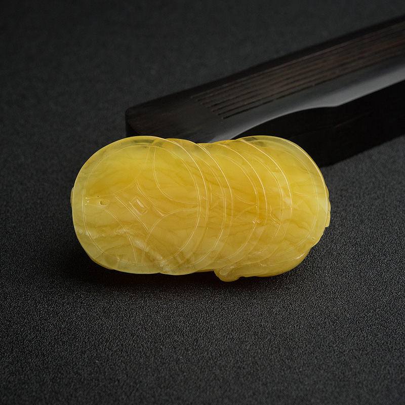 鸡油黄蜜蜡貔貅吊坠-红掌柜