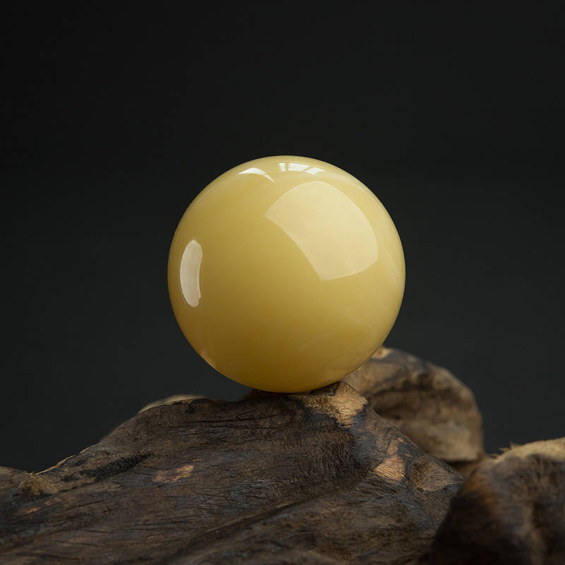 27.8mm鸡油黄蜜蜡圆珠-红掌柜