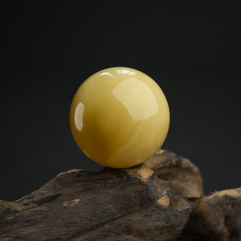 鸡油黄蜜蜡圆珠-红掌柜