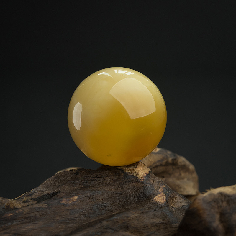 27.8mm鸡油黄蜜蜡圆珠-红掌柜