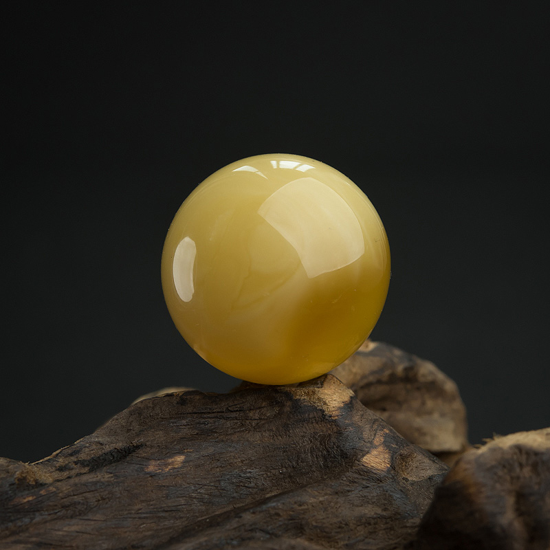 27.8mm鸡油黄蜜蜡圆珠-红掌柜