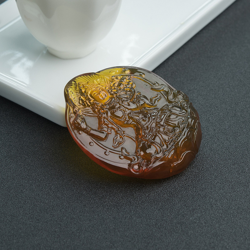 缅甸棕珀渡母吊坠-红掌柜