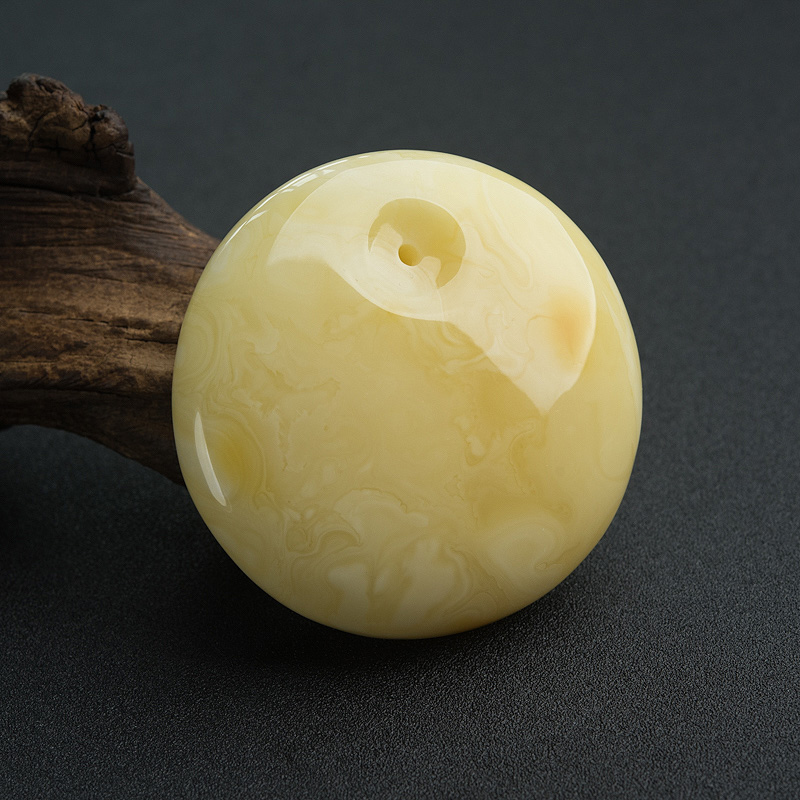 天然白花蜜蜡平安扣吊坠-红掌柜