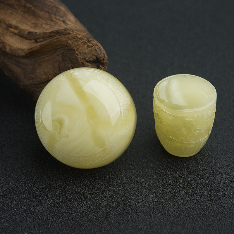 波罗的海天然柠檬黄蜜蜡摆件套装-红掌柜