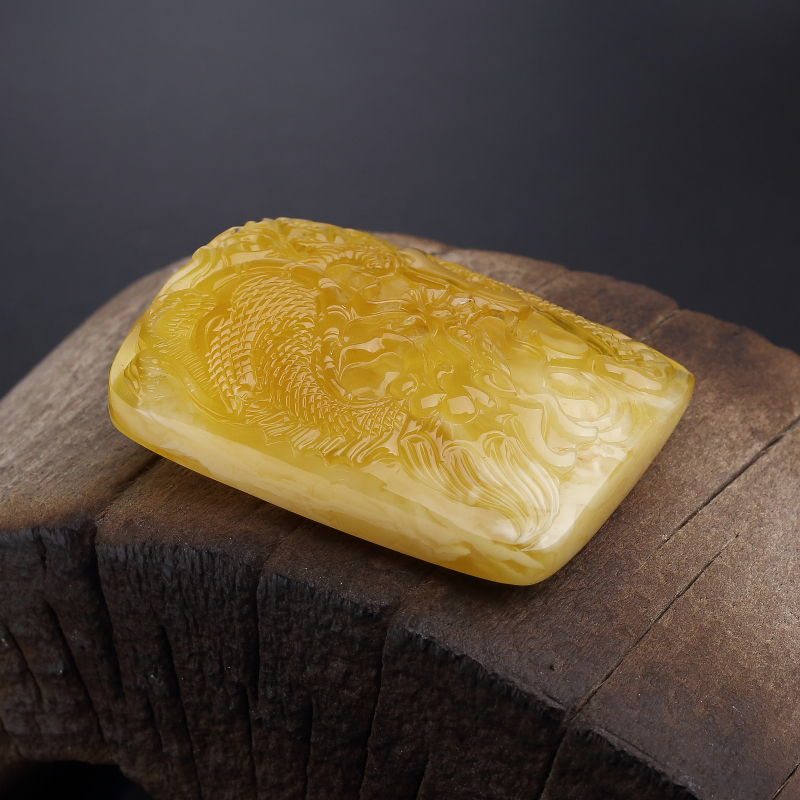 波罗的海天然鸡油黄蜜蜡吊坠-红掌柜