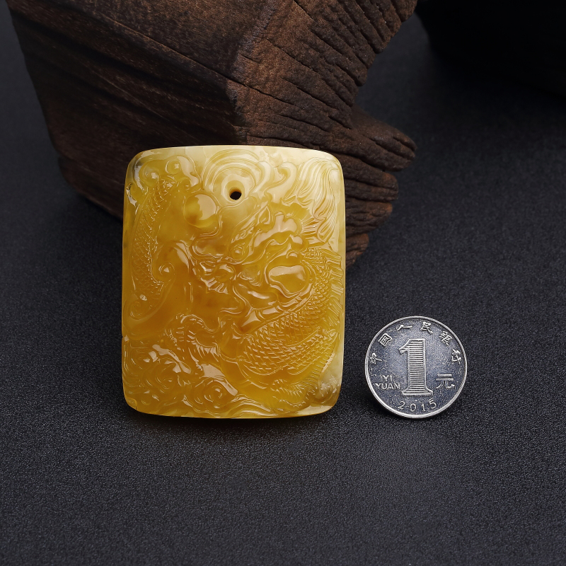 波罗的海鸡油黄蜜蜡吊坠-红掌柜