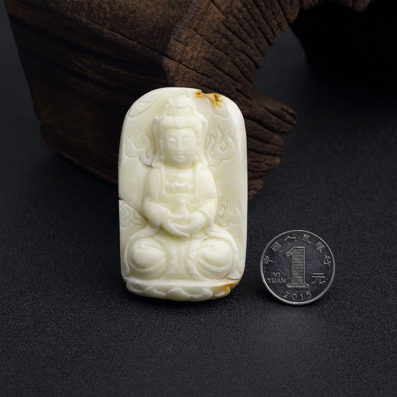 带皮象牙白白蜜观音吊坠-红掌柜