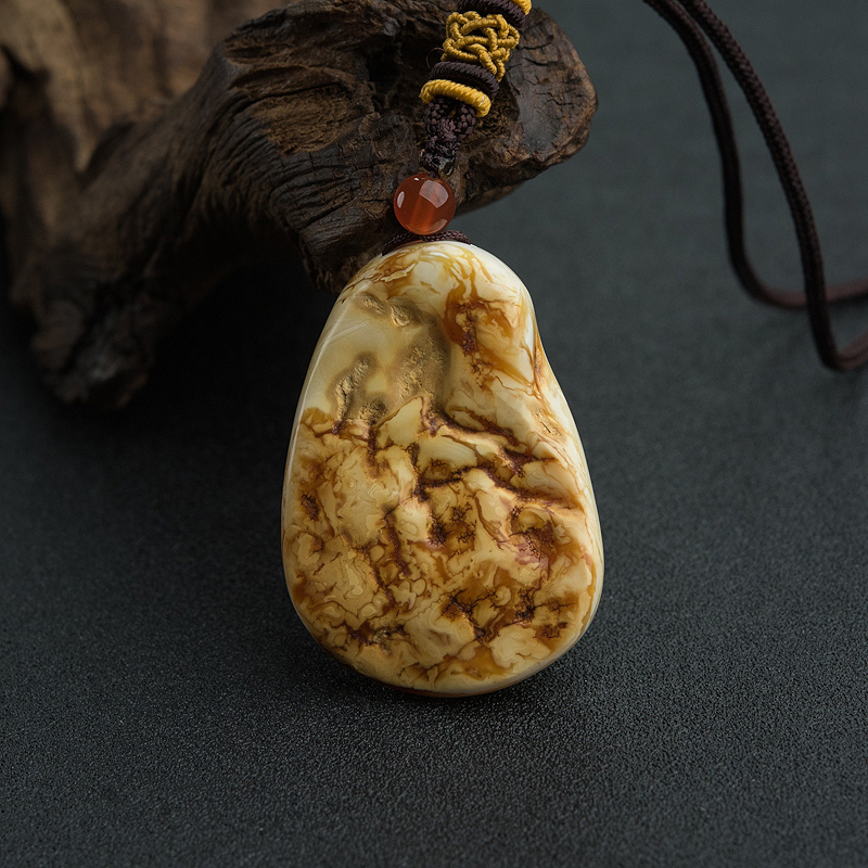 带皮象牙白白蜜观音吊坠-红掌柜