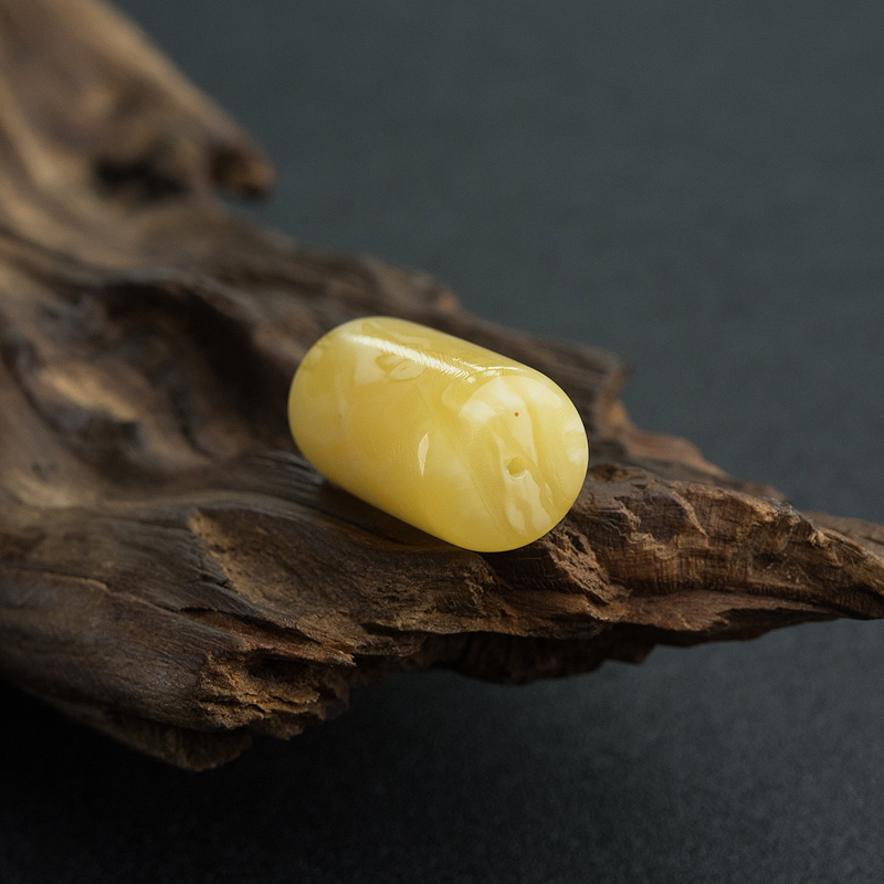 鸡油黄蜜蜡桶珠-红掌柜