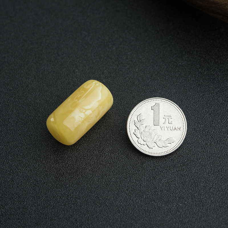 波罗的海鸡油黄蜜蜡桶珠-红掌柜