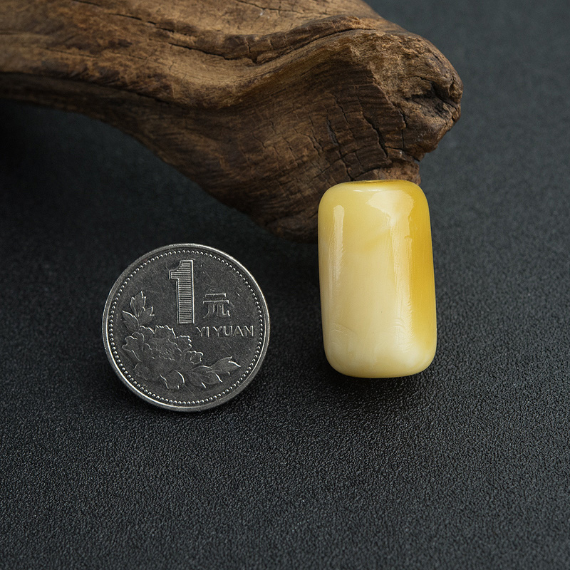 天然白花蜜蜡桶珠-红掌柜