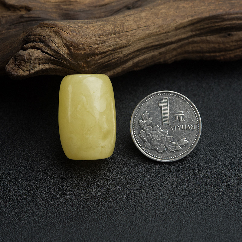 鸡油黄蜜蜡桶珠-红掌柜