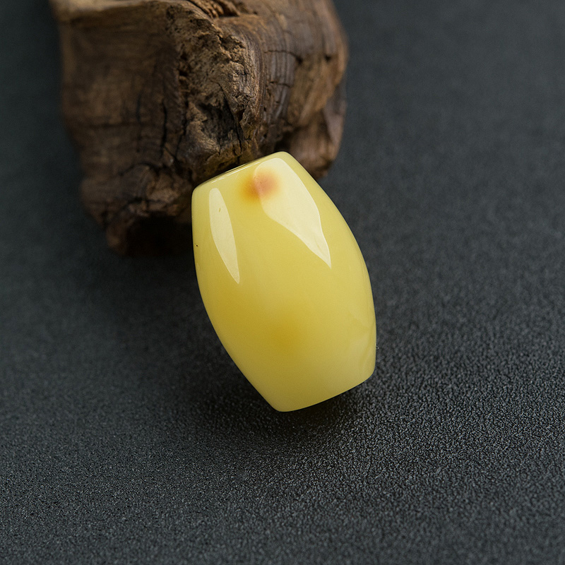 天然鸡油黄蜜蜡桶珠-红掌柜