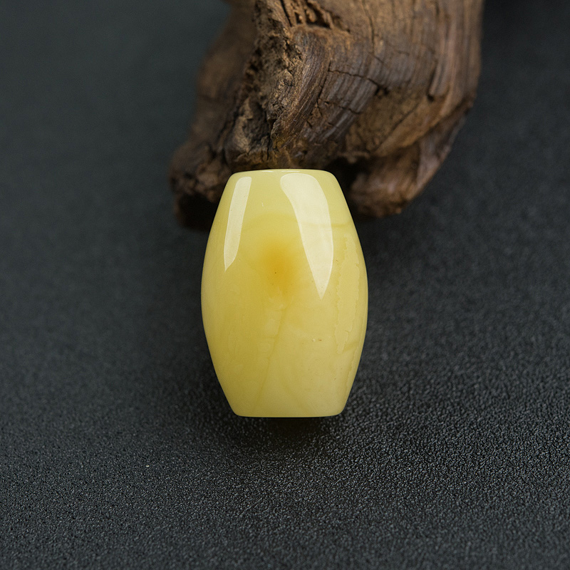 鸡油黄蜜蜡桶珠-红掌柜