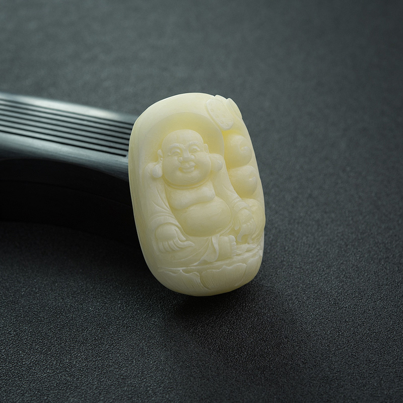 天然象牙白白蜜佛吊坠-红掌柜