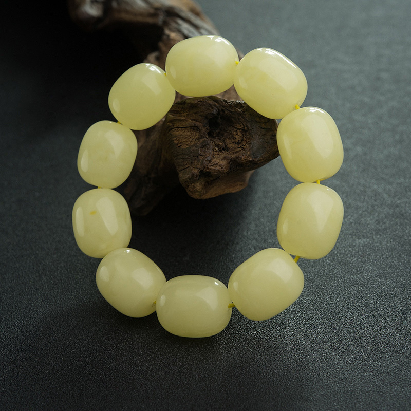 柠檬黄蜜蜡单圈手串-红掌柜