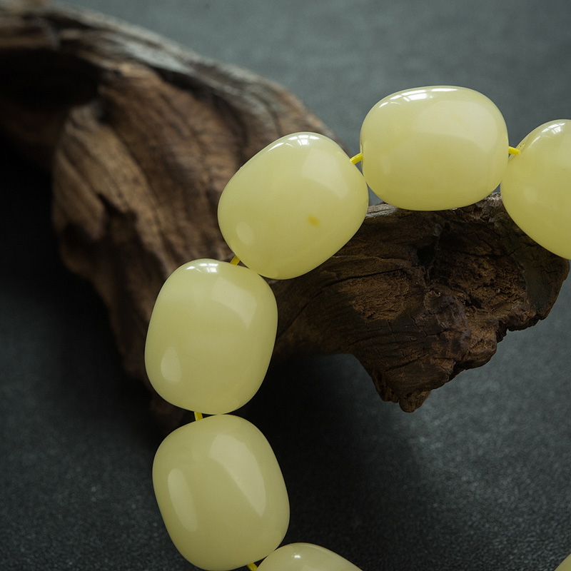 波罗的海蜜蜡桶珠单圈手串-红掌柜