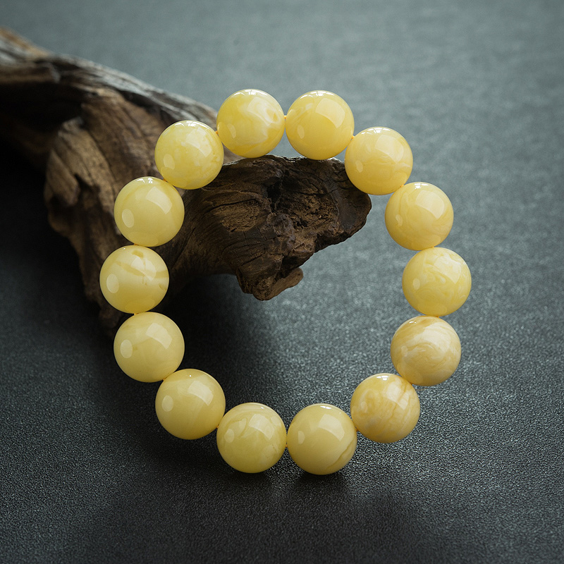 16mm白花蜜蜡单圈手串-红掌柜