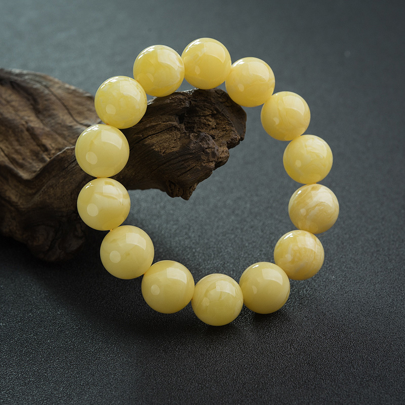 白花蜜蜡单圈手串-红掌柜