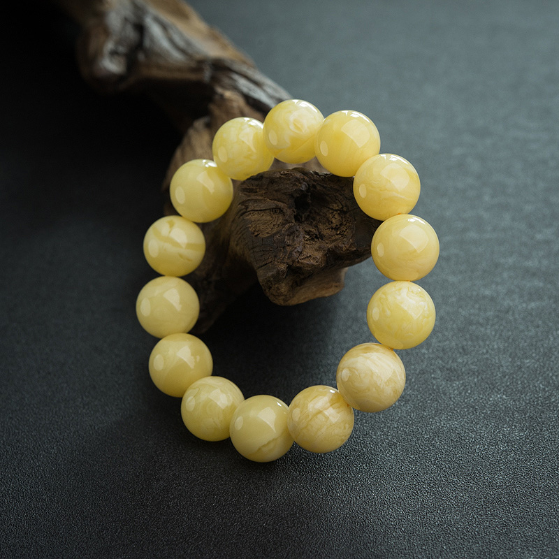 天然白花蜜蜡单圈手串-红掌柜