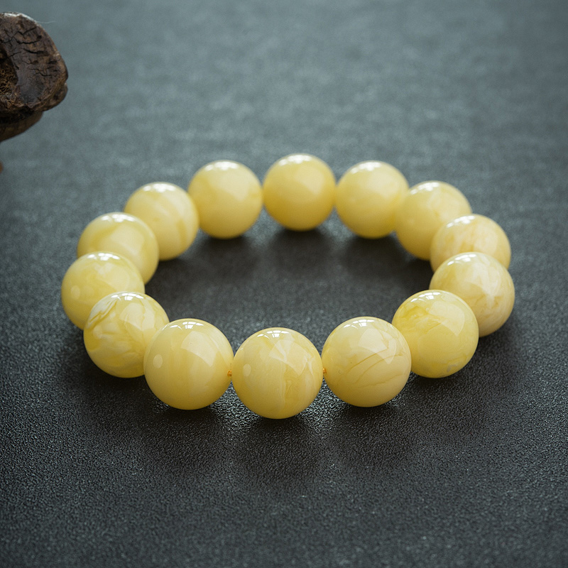 天然蜜蜡单圈手串-红掌柜