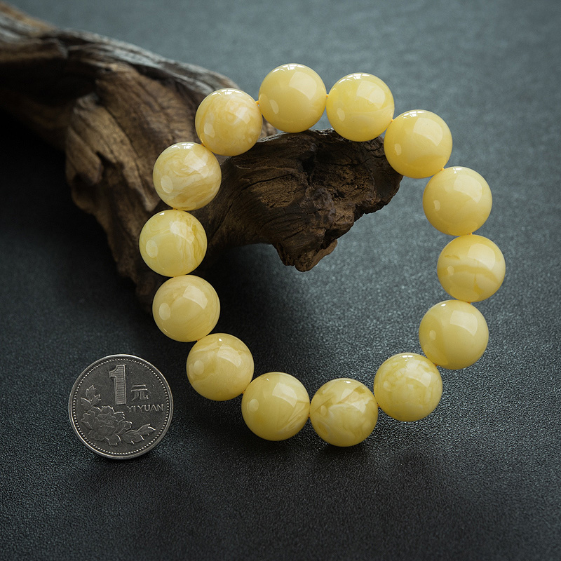 16mm白花蜜蜡单圈手串-红掌柜