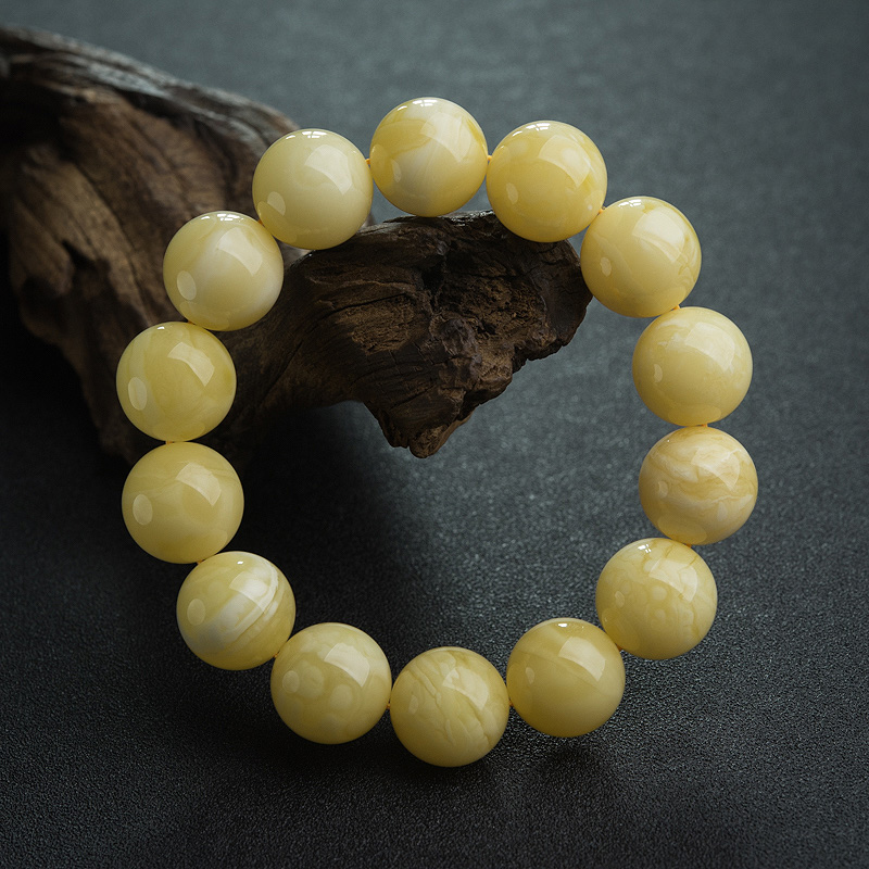 16.5mm白花蜜蜡单圈手串-红掌柜