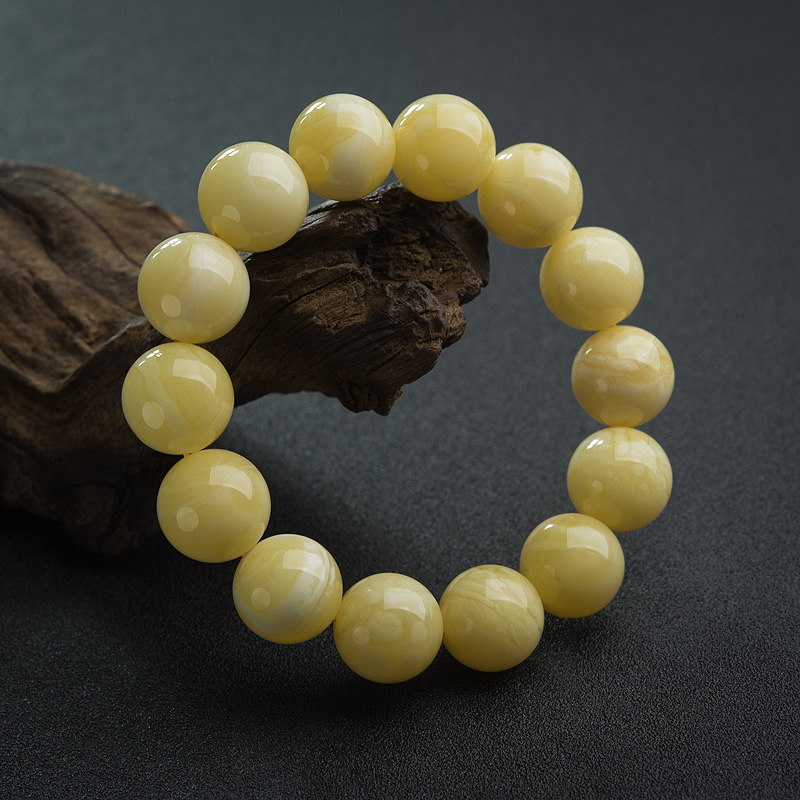 白花蜜蜡单圈手串-红掌柜