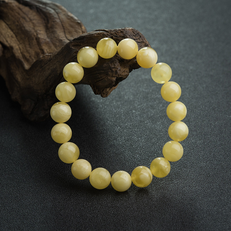 10mm白花蜜蜡单圈手串-红掌柜