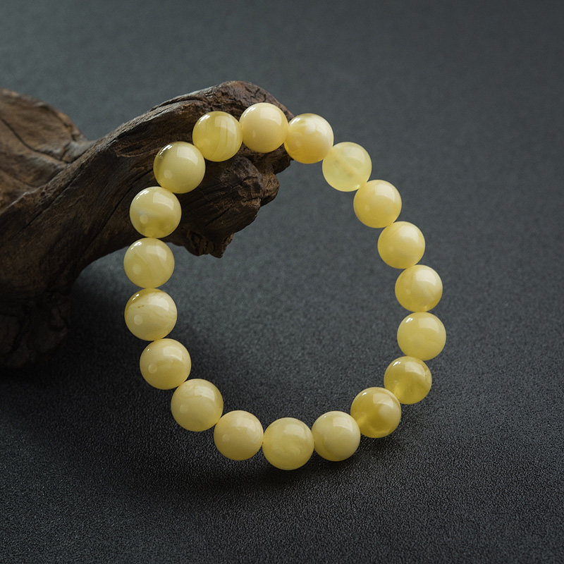 白花蜜蜡单圈手串-红掌柜