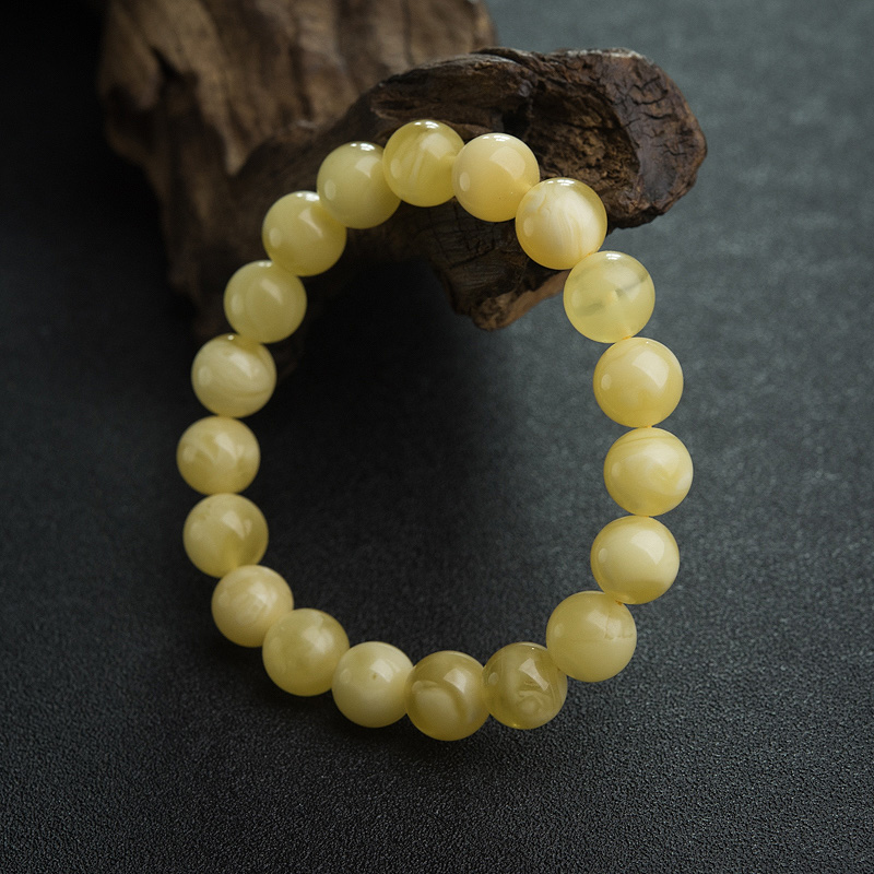 天然白花蜜蜡单圈手串-红掌柜