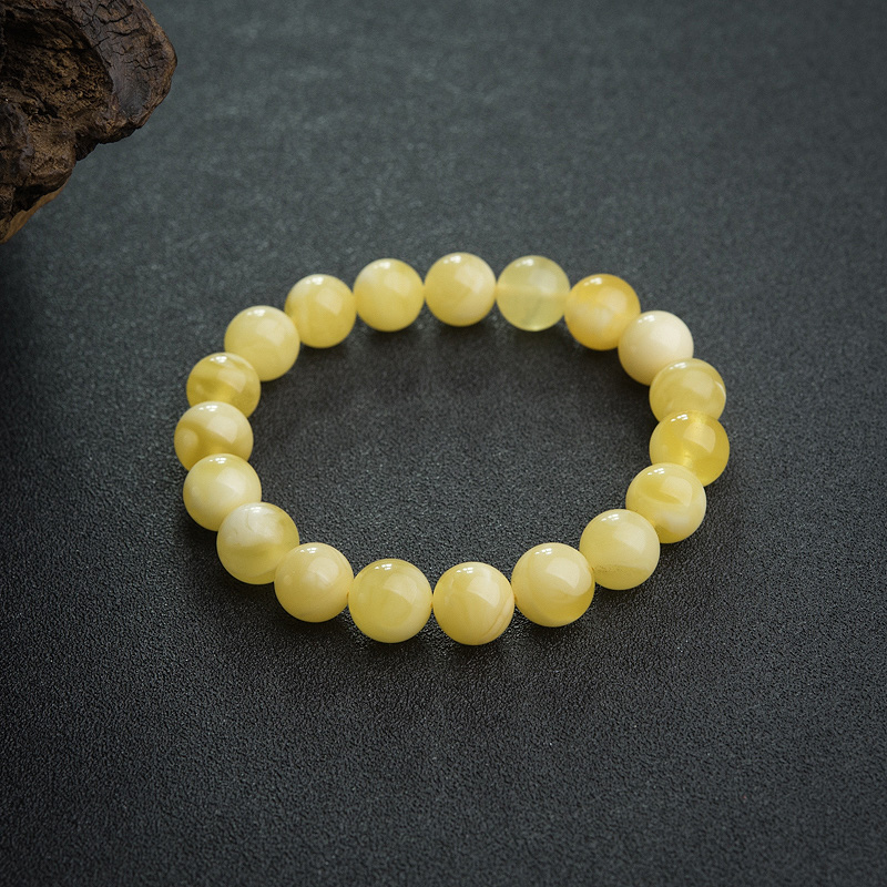 波罗的海白花蜜蜡单圈手串-红掌柜