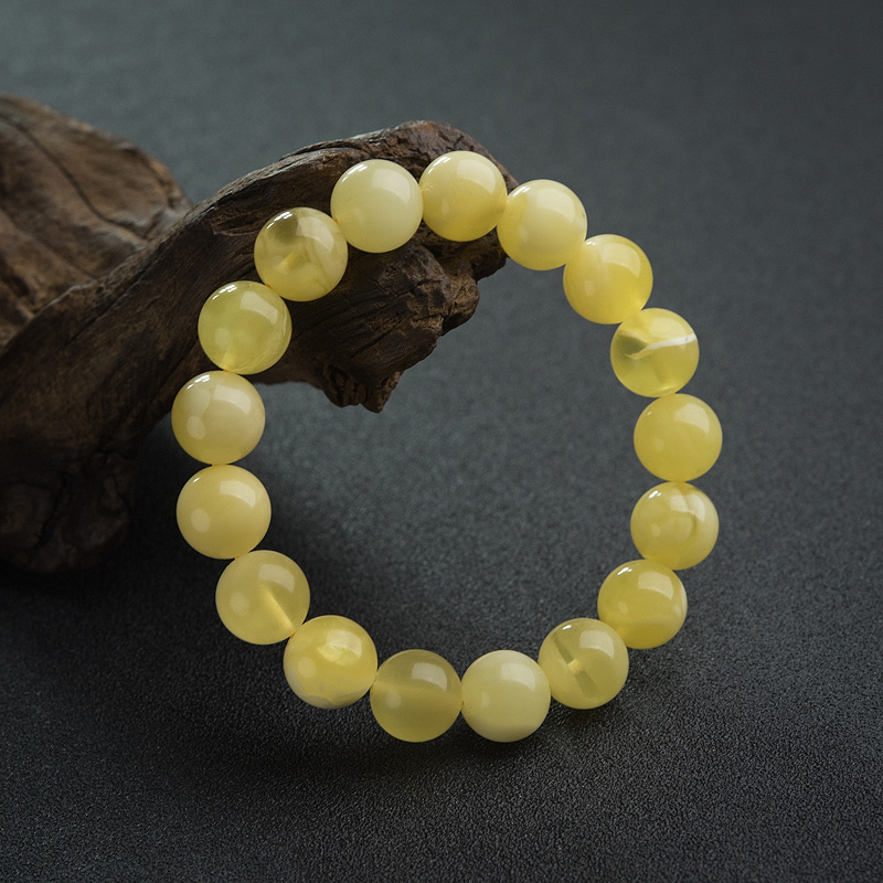 天然白花蜜蜡单圈手串-红掌柜