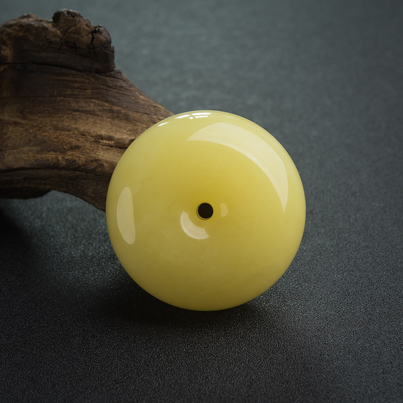 鸡油黄蜜蜡平安扣吊坠-红掌柜