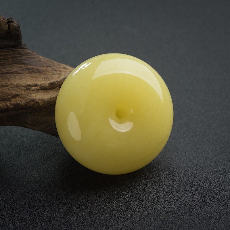 天然鸡油黄蜜蜡平安扣吊坠-红掌柜