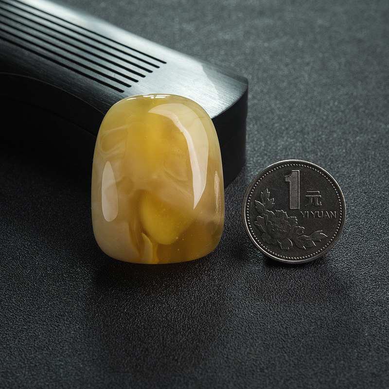 天然白花蜜蜡无事牌吊坠-红掌柜