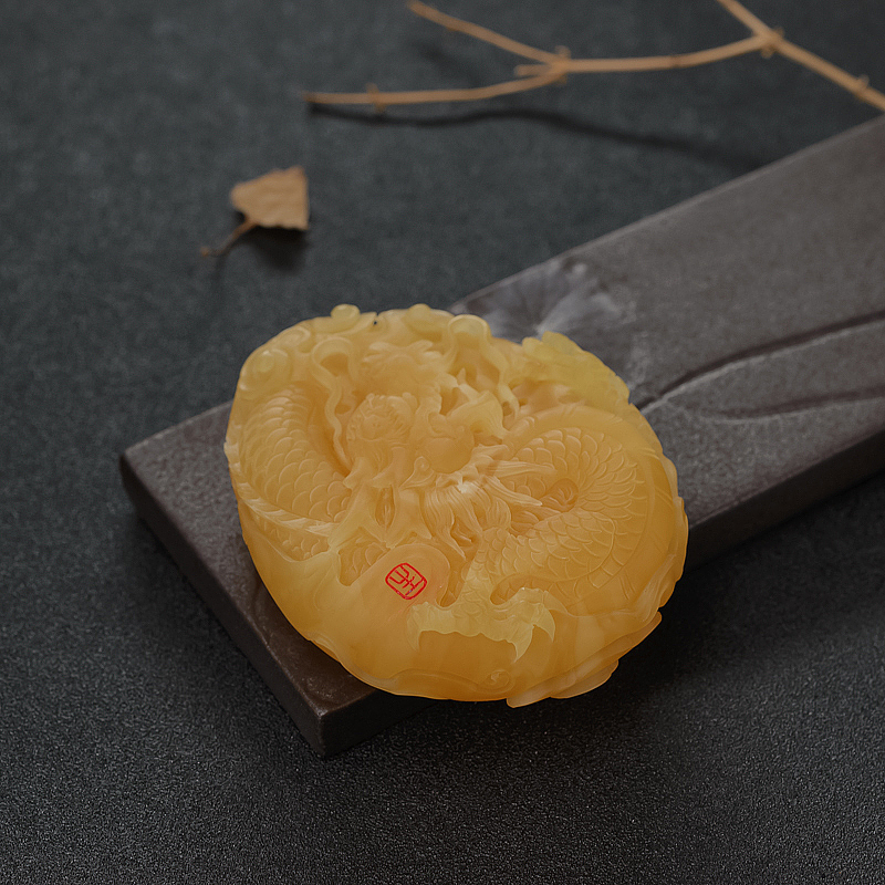 天然蜜蜡龙牌吊坠-红掌柜