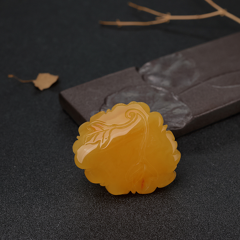 天然蜜蜡牡丹花吊坠-红掌柜