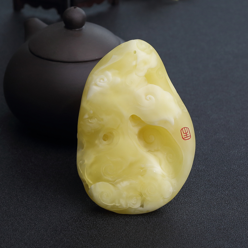 波罗的海天然蜜蜡黄财神吊坠-红掌柜